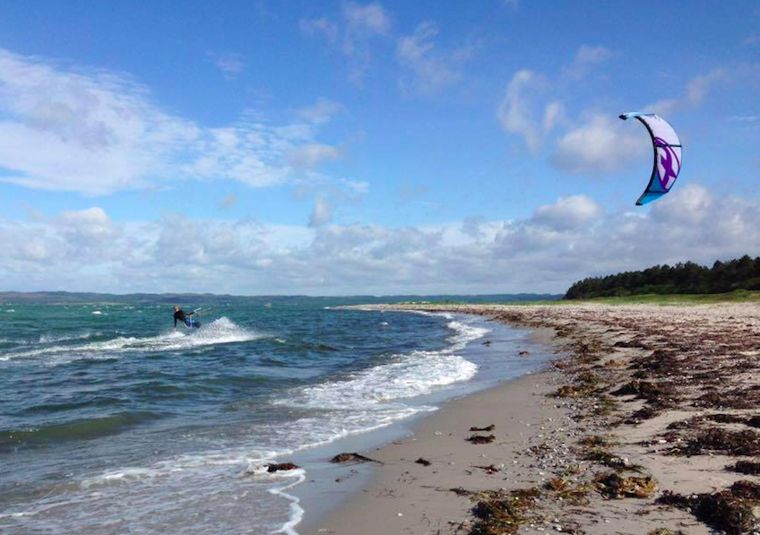 Kitesurfing off the beach in Denmark